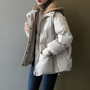 2021冬季毛线帽，棉服短款女韩版宽松棉衣，面包服80290
