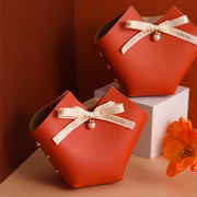 北欧风喜糖盒皮质糖果盒婚庆，礼盒包装创意结婚礼喜糖袋手提包