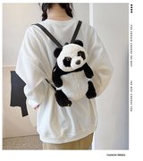 可爱熊猫包包女2024潮软妹萌时尚，休闲卡通超萌毛绒双单肩背包