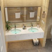 高低浴室柜双盆大理石洗手台面盆池订公共卫生间洗漱台 1.2米单