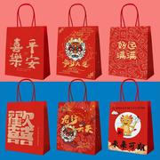 新年袋龙年春节小礼物，袋牛皮纸袋定制年会礼物伴手礼手提袋子