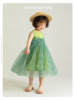 初羽家无袖绿色女童连衣裙夏装蓬蓬裙，设计感小众，森系儿童背心裙子