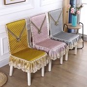 连体餐椅垫坐垫椅套家用简约现代北欧纯色刺绣m防滑餐桌椅子套罩