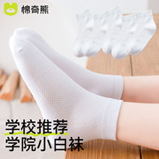 儿童袜子白色纯棉夏季学生棉袜透气网眼袜男童女童春秋运动中筒袜