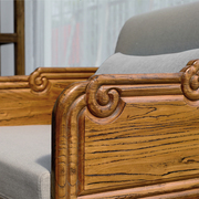 新中式榆木沙发h组合小户型客厅，家具多功能折叠推拉两用实木沙发