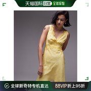 香港直邮潮奢 Topshop 女士 花朵蕾丝迷你抛式黄色印花连衣裙