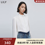 lily2024春女装优雅气质蕾丝时尚，都市通勤都市，设计感白衬衫女