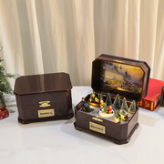 圣诞节旋转小火车音乐盒，可发光八音盒女生，儿童生日礼物情人节