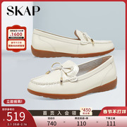SKAP圣伽步春季新商场同款蝴蝶结舒适豆豆女真皮单鞋XLK12AA3