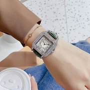 皮带女士手表气质时尚高级感满钻韩版数字方形表盘镶钻女表