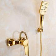 金色淋浴花洒套装家用黑色，全铜卫浴淋浴器浴缸，浴室简易暗装花洒