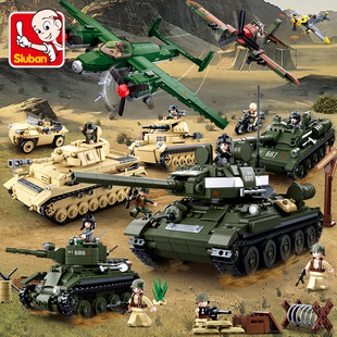 小鲁班8-12岁军事系列飞机坦克，拼装积木男孩儿童益智生日礼物玩具