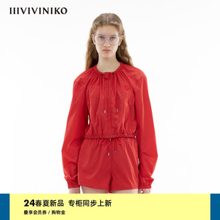 IIIVIVINIKO2024夏季百搭简约干练短款圆领外套女C424719130D