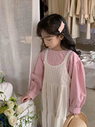 女童春装2024套装裙，儿童洋气韩版宝宝打底衫，吊带公主裙两件套
