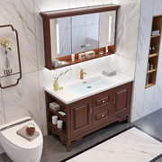 美式智能浴室柜组合卫生间，洗漱台盆洗手洗脸盆，一体面盆柜卫浴实木