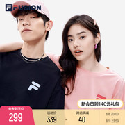 FILA FUSION斐乐潮牌多彩运动短袖T恤夏季纯棉宽松情侣上衣男女