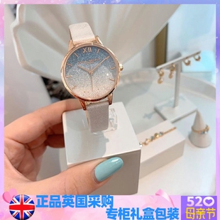 OliviaBurton蓝满天星水晶钻轻奢百搭女手表送女老婆生日礼物