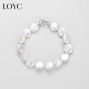LOYC异形珍珠925银手链女简约气质巴洛克时尚手饰送妈妈生日礼物