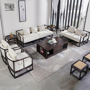 东墅现代新中式全实木布艺真皮沙发，组合轻奢禅意客厅黑檀木家具p6