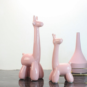 北欧简约现代粉色陶瓷气球，长颈鹿家居样板间，儿童房动物装饰品摆件