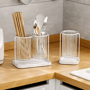 厨房筷子筒家用沥水透明置物架放叉勺子的收纳盒放筷笼篓桶壁挂