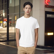 森马纯棉短袖t恤男2024夏季青少年，纯色简约半袖圆领宽松短袖