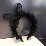 韩国蕾丝褶皱花边发箍发圈，黑色压发兔，耳朵气质头箍发卡蝴蝶结头绳