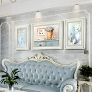 欧式装饰画客厅沙发背景墙挂画壁画简欧三联画大气轻奢油画美式