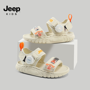 jeep儿童鞋子男童露趾凉鞋2024夏季中大童防滑软底小孩沙滩鞋