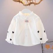 女童纯棉衬衫春秋装，长袖上衣0-1-2-3岁5女宝宝衬衣，韩版婴儿衣服潮