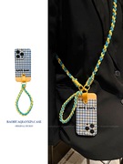 田园风格纹编织手绳适用于苹果x手机壳xr斜挎挂绳xsmaxiPhone7可背带式i8plus高级感6p文艺se2气质5代4s
