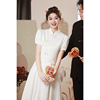 新中式白色订婚礼服，平时可穿衣服2024旗袍套装，领证登记小白裙