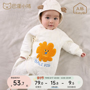 0一3月婴儿和尚服秋冬夹棉睡衣宝宝哈衣连体衣，加厚保暖新生儿衣服