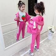 女童秋季运动三件套2021春秋洋气儿童网红卫衣套装女孩童装潮