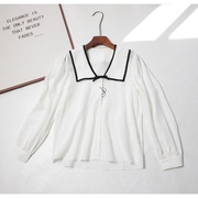 法式浪漫18姆米双绉真丝灯笼长袖衬衫，女100桑蚕丝上衣，春夏白衬衣(白衬衣)