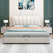 现代皮床民用现代大气双人床主卧婚床1.8米皮艺床软床储物1.5米床