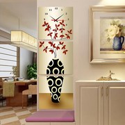 无框画挂钟三联画钟表，创意艺术时针，客厅玄关装饰画竖版抽象