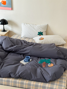 ins风熊熊树毛巾，绣方格水洗棉四件套1.5m1.8米，公寓全棉床单被套三