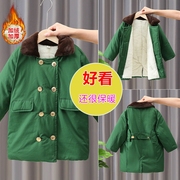 男童军绿色大衣加棉加厚保暖中长款外套，儿童冬装加厚宝宝冬季棉服