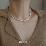 dellamo巴洛克天然珍珠项链女轻奢小众设计锁骨颈链2024