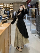 新中式女装中国风裙子现代旗袍女改良时尚年轻款连衣裙水墨画长裙