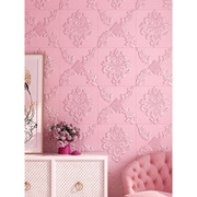 自粘墙纸欧式客厅3d立体墙贴泡沫卧室，家用温馨墙壁纸自贴纸粉色
