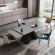 意式进口岩板餐桌，伸缩现代简约轻奢家用小户型，多功能亮光餐桌椅