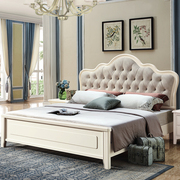 白色美式轻奢实木床1.8m现代简约主卧双人床简欧软包储物婚床