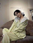 韩版法式睡衣女性感翻领，春秋气质优雅简约宫廷蕾丝睡衣套装