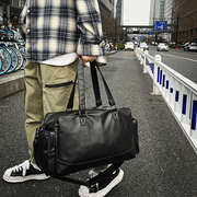 皮质韩版男士大容量短途旅游包出差潮流手提包单肩包复古行李包男