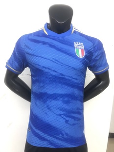 意大利短袖蓝色球衣男修身上衣，2324足球服定制印号字运动队服