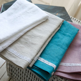 纯亚麻枕巾天然舒适透气吸汗法国进口纯色全麻枕头布 单只