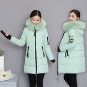 冬装2023韩版棉服女大毛领外套，修身显瘦棉衣，中长款大码棉袄潮