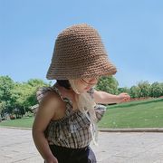 儿童草帽韩国夏季沙滩防晒婴幼儿，亲子帽子ins女童宝宝出游防晒帽
